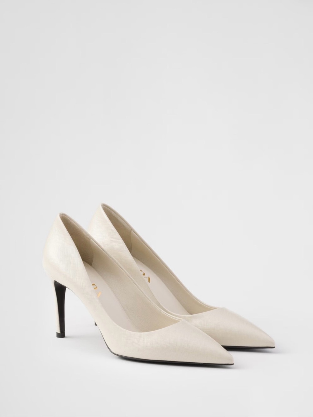 Prada Cream Pointed-Toe Stiletto Pumps